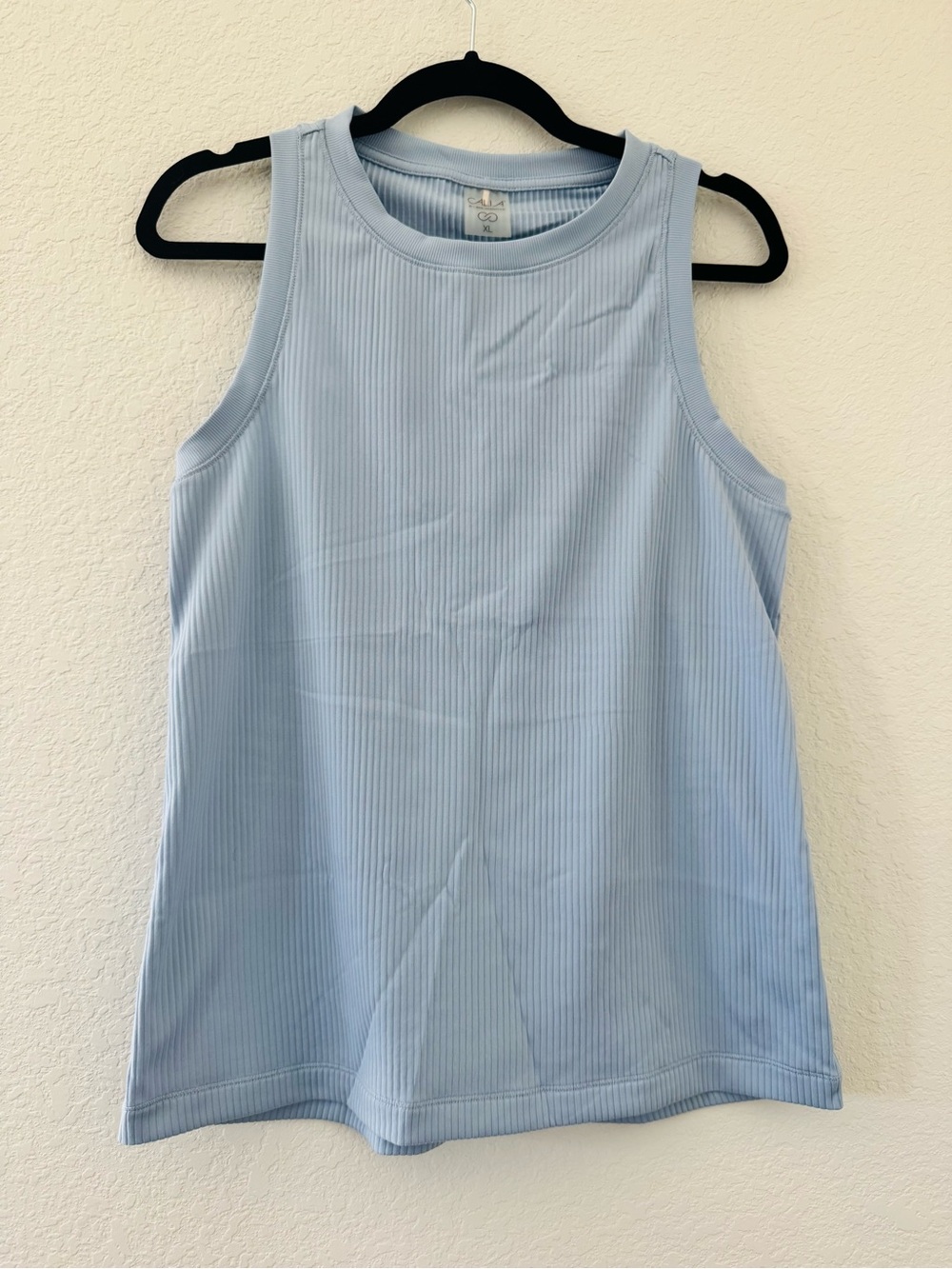 CALIA High Neck Ribbed Tank Top Light Periwinkle